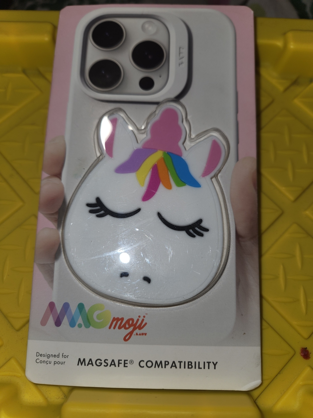 PopSocket MAGmoji Unicorn MagSafe Grip - White with Pink and Rainbow Mane